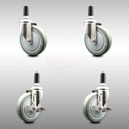 Service Caster 5 Inch 316SS Gray Poly Swivel 1 Inch Expanding Stem Caster Brake SCC, 2PK SCC-SS316EX20S514-PPUB-2-TLB-2-1